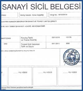 SANAYİ SİCİL BELGESİ